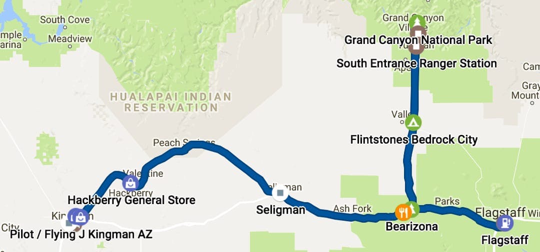 Flagstaff to Kingman. 372 miles.
