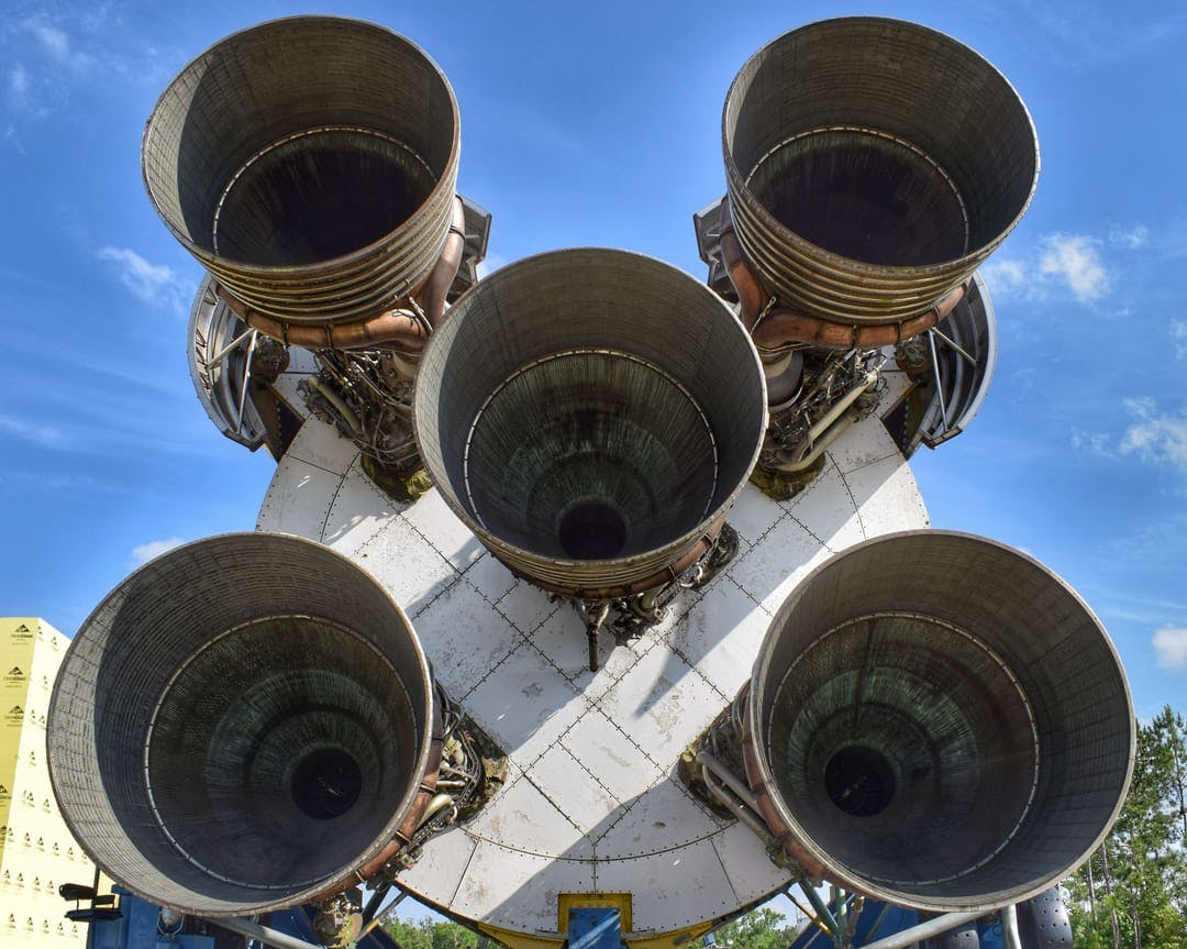Just one of the F-1 rocket engines is the most powerful single-chamber rocket engine ever built. The Saturn V had five of them.